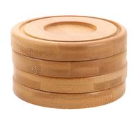 Operitacx 4 Pièces Plateau Rond en Bambou pour Bougies Pilier Support Stable et Design Rustique, comme Centre de Table pour Salle à Manger et Réunions