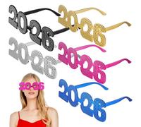 Operitacx 5 Pièces Lunettes à Chiffres Pailletés 2026, Design Rétro, PC | Fêtes de Fin D’année, Résistant à Flexion et Déformation, Style Chic
