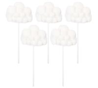 Operitacx 5 Pièces Pics à Gâteaux Nuage Blanc, Laine, Fête D’Anniversaire | Décoration pour Gâteau, Shower, Fromage et Plat, Forme Nuage, Accessoire Blanc