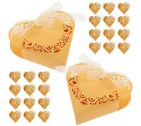 Operitacx 50 Boîtes à Bonbons Creuses en Papier Ajouré Cœur, Coffret Présent Doré 50 Pièces, Décorations Festives pour Mariage, Anniversaire et Fête de Noël