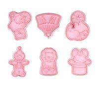 Operitacx 6 Pièces Emporte-pièce à Biscuits en Plastique Rose Surface Lisse, Facile à Utiliser, Pâtisserie Cuisson Professionnelle en Boutique