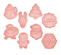 Operitacx 8 Pièces Moules à Biscuits de Noël en PP Rose, Démoulage | DIY Pâtisserie, Nettoyage Rapide et Séchage, Formes Variées pour Fêtes et Décorations