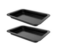 Operitacx Acier au Carbone Moule à Gâteau Noir Rectangulaire 2 Pièces | Plaque Pâtissière Réutilisable, Nettoyage Facile, Design Multifonction, pour Four Domestique et Préparation