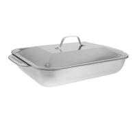 Operitacx Acier Inoxydable Plat à Four Rectangulaire pour Four et Grill | Usage Polyvalent pour Rôtir, Cuire et Griller, Nettoyage Facile, Argenté, Adapté Poulet et Légumes