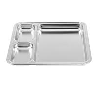 Operitacx Assiette Divisée en Acier Inoxydable 304 Ronde, Résistante aux Chutes et Déformations, Plateau Compartimenté pour Pique-niques et Barbecue