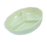 Operitacx Assiette en Céramique Compartimentée 3 Sections, Repas Chaud | Design à Trois Compartiments, Bords Arrondis et Profondeur Modérée, pour École et Maison, Vert Clair