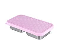 Operitacx Boîte à goûter en acier inoxydable pour enfants - Boîte bento réutilisable en métal avec couvercle en silicone - à lunch à 2 compartiments pour l'école et les activités de plein