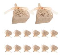 Operitacx Boîtes à Dragées pour Mariage 25 Pièces Motif Ajouré Or Rose Pailleté avec Ruban, Coffrets Présents pour Invités, Emballage Chocolat Élégant pour Enterrement de Vie de