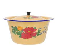 Operitacx Bol Rétro Émaillé 19,5 Cm avec Couvercle pour Usage Alimentaire, Organisation des Condiments et Accessoires de Cuisine