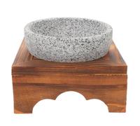 Operitacx Bol Sauna en Pierre 400ml, Résistant à Chaleur, avec Support Bois | Diffusion Homogène du Parfum, Format Portable, pour Spa Maison et Sauna, Accessoire Nordique