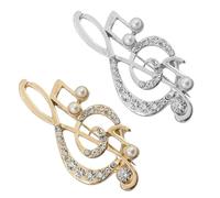 Operitacx Broches pour Femmes en Alliage de Zinc avec Cristaux, 2pcs Décoratives de Note de Musique, pour Anniversaire ou Saint-valentin