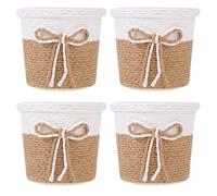 Operitacx Cache-Pot en Osier Tressé 10.50X10.50X9.00 Cm Lot De 4 Cache-Pots pour Plantes Vertes Cactus Et Fleurs Décoration Intérieure Et Jardin Multifonction