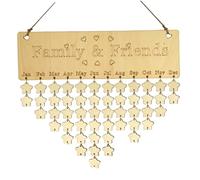 Operitacx Calendrier En Bois Anniversaire Suspendu Avec 50 Étiquettes Étoiles Rappel Perpétuel Pour Maison Et Bureau