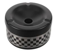 Operitacx Cendrier D'extérieur en Acier Inoxydable avec Couvercle 10 Cm | Motif Quadrillé, Base Lestée, Bords Arrondis, Surface Lisse, Usage pour Terrasses et Réunions Publiques