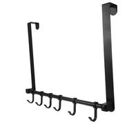 Operitacx Cintre de Porte Noir 6 Crochets Multiples en Alliage D'aluminium Installation Facile sans Perçage pour Suspendre Manteaux et Chapeaux la Pièce de Travail le Bureau