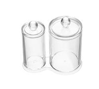 Operitacx Cotton Swab Cotton Ball Dual Box Transparent Makeup Organizer With Hinged Lid For Swabs And Small Items