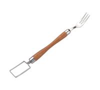 Operitacx Coupe-pasteque Fourchette et Couteau en Acier Inoxydable et Manche en Bois, Trancheuse Manuelle pour Fruits, pour Restaurant et Hôtel