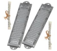 Operitacx Décoration de Mezouza en Métal Argenté Maison 2pcs avec Bénédiction Gravée Style Artistique Délicat pour Porte D'entrée