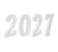 Operitacx Décoration Murale en Bois Blanc Chiffres 2, 0, 7 pour Noël et Fêtes, Surface Mate Lisse, Légère et Facile à Arranger