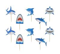 Operitacx Décorations Gâteau Requin en Papier Bleu Insert Créatif et Mignon 20pcs pour Décoration Gâteau pour Fête D'anniversaire pour Anniversaire Garçon et Filles