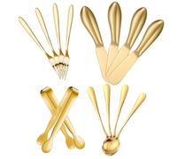 Operitacx D'ustensiles Comprenant Fourchette à Fromage et Tartineur à Beurre en Acier Inoxydable Doré Set Cuisine Léger Design Ergonomique pour Usage Ménager
