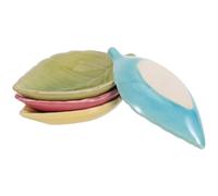 Operitacx Ensemble de 4 bols à sauce en céramique : bol en forme de feuille, petit récipient pour sauce soja, coupelle à condiments en porcelaine japonaise pour sushis, wasabi, tomates et
