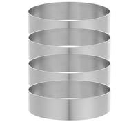 Operitacx Ensemble de 4 cercles à mousse en acier inoxydable : moules à gâteaux ronds de 7,9 x 2 cm - mini cercles antiadhésifs pour biscuits, pâtisseries, crumpets et crêpes - argentés