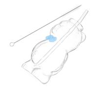 Operitacx Gobelet en Verre Ours 320ml avec Paille et Brosse de Nettoyage | Verre Transparent, Compatible Lave-vaisselle, pour Eau, Lait ou Jus, Décoration de Fête, Station Café et Réception