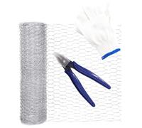 Operitacx Grillage Hexagonal Galvanisé 0,4m X 5m pour Clôture de Jardin, Rouleau Léger en Fil de Fer 1 Pince Coupante et 1 Paire de Moufles, Filet à Poules Solide pour Volière et Élevage