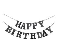 Operitacx Guirlande D’anniversaire Noire Joyeux Anniversaire, Fanions en | Décoration pour Fête, Usage Intérieur ou Extérieur, Style Élégant, Forme Queue D’hirondelle, Réutilisable