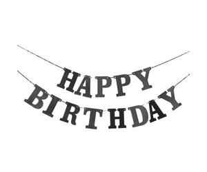 Operitacx Guirlande D’anniversaire Noire Joyeux Anniversaire, Fanions en | Décoration pour Fête, Usage Intérieur ou Extérieur, Style Élégant, Forme Queue D’hirondelle, Réutilisable