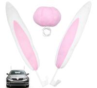 Operitacx Kit Décoration Voiture Noël Oreilles de Lapin en Tissu Rose Nez et Design Canne, Installation Facile pour Véhicules, Style Adorable et Festif