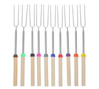 Operitacx Lot de 10 bâtonnets extensibles en acier inoxydable pour rôtir, faire griller des guimauves et autres gourmandises autour d'un feu de camp. Fourchettes à barbecue pour feu de camp et