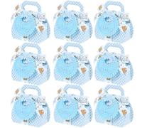 Operitacx Lot de 12 Boîtes à Dragées Bleu avec Étiquette Bavoir, Boîte D'emballage de Bonbons pour Fêtes Prénatales et Mariages, Contenant Bonbons Décoratif pour Présents D'invités
