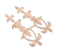 Operitacx Lot de 2 Appliques Murales en Bois Sculpté pour Placard, Décoration Intérieure Élégante, Motifs Sculptés en Bois Naturel Non Peint, Accessoires Décoratifs pour Meubles et