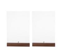 Operitacx Lot de 2 porte-affiches en acrylique avec base en bois - Présentoir incliné transparent pour certificats A4, menus ou photos - Affichage vertical pour bureau, magasin ou hôtel