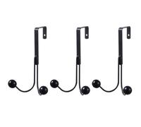 Operitacx Lot de 3 Crochets Noirs en Fer pour Porte, Design à Double Boule, Robuste Perçage, pour Bureau ou Salle de Bain