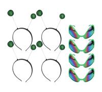 Operitacx Lot de 4 Sets de Sets de Serrage-têtes Verts Thème Soucoupe Volante Lunettes Décoratives et 8 Accessoires Verts, Taille Unique, Accessoire de Coiffure pour Couleur Aléatoire