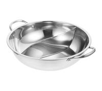 Operitacx Marmite à Double Compartiment pour Bouillons Épicés et Clairs en Acier Inoxydable 34 Cm Casserole sans Couvercle Ustensile Pot Chaud Cuisine Familiale et Professionnelle