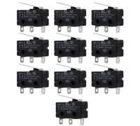 Operitacx Micro-interrupteur de Fin de Course 10a 5a à Levier Charnière Noir 10 Pièces pour Équipements Industriels Appareils Électroménagers Machines Automatiques, Contacteur Compact Haute