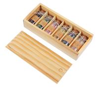 Operitacx Mini Bouteille en Cristal, Bouteille de Souhaits en Cristal, Pierres Naturelles 5-7mm, Coffret Boîte en Bois et Verre, Léger et Compact, Bijoux et Bureau