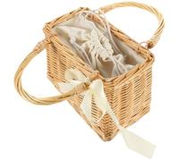 Operitacx Panier à Main Carré en Osier Tissé Main, Porte-fleurs Portable Texture Fine, pour Fleurs et Fruits Salon Bureau