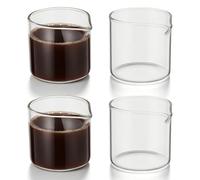 Operitacx Petit Récipient de Mesure en Verre 110ml Lot de 4, Pichet Crémier Transparent pour Espresso et Sauce Cuisine, Service de Café Cappuccino et Thé