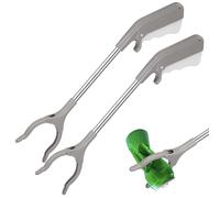 Operitacx Pince à Déchets 40 Cm en Acier Inoxydable, Lot de 2, Outil de Ramassage Polyvalent pour Ordures et Objets, pour Nettoyage Intérieur et Extérieur, Aide la Préhension Ergonomique