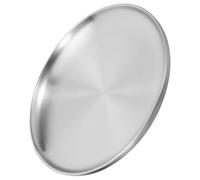 Operitacx Plaque Circulaire en Acier Inoxydable 304 à Double Paroi, Plat Rond avec Fond Antidérapant Facile à Tenir, pour Servir Aliments et Fruits