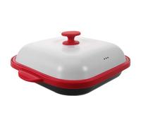 Operitacx Plat à griller pour micro-ondes avec couvercle - Petit plateau à bacon pour rôtir, faire dorer et griller - 26 x 22,5 x 9 cm - Plat à pour viande, sandwichs et légumes