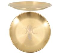 Operitacx Plateau Délicat en Laiton Doré pour Chandelier Motifs Uniques, Bien Poli, Lot de 2 Pièces, pour Articles Sacrificiels et Décoration D'autel