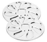 Operitacx Plateau D'Huîtres En Acier Inoxydable Lot De 2 Avec Support Sauce Et Coupe-Huîtres Assiettes Multifonctions Pour Fruits De Mer Cuisine Et Service Restaurant 9.06 X 9.06 X 0.59 Pouces