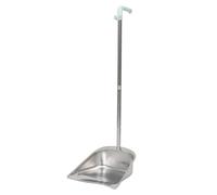 Operitacx Ramasse Inox à Long Manche Acier Inoxydable Pelle à Poussière Robuste pour Maison et Bureau Grande Capacité sans Courbure pour Nettoyage Facile Couleur Aléatoire