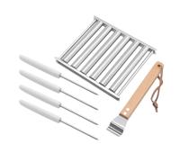 Operitacx Rouleau à Saucisses en Acier Inoxydable avec Poignée en Bois, Design Détachable, Facile à Nettoyer et Transporter pour Barbecue en Plein Air